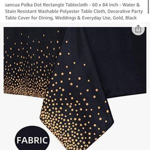 Black and Gold polka dot tablecloth